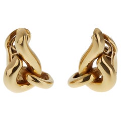 Hermes Vintage French 18K Yellow Gold Sculptural Knot Clip Earrings