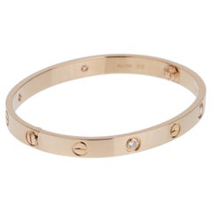 Bracelet classique Love de Cartier - or rose 18 carats, 4 diamants, taille 17