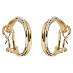 Orecchini a cerchio vintage Cartier Trinity - Oro 18 carati tricolore, giallo, bianco e