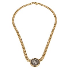 Bvlgari Monete 18K Yellow Gold Ancient Greek Coin Pendant Necklace
