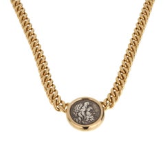 Bvlgari Monete 18K Yellow Gold Ancient Greek Coin Pendant Necklace