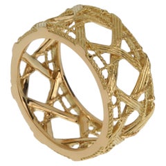 Dior My Dior Yellow Gold Woven 18k Band Cocktail Ring Sz 6