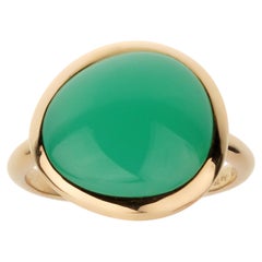 Fred of Paris Chrysoprase Cabochon 18k Gold Cocktail Ring Size 6