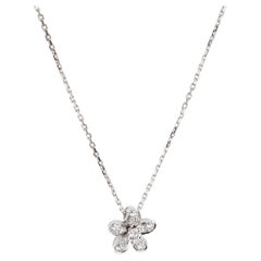 Van Cleef & Arpels Socrate Flower Diamond 18k White Gold Pendant Necklace