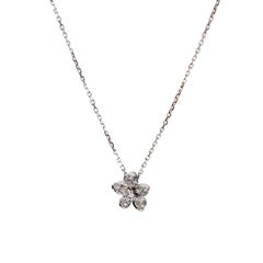 Van Cleef & Arpels Socrate Flower Diamond 18k White Gold Pendant Necklace