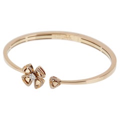 Bvlgari Fiorever Diamond 18k Rose Gold Bangle Bracelet Sz M
