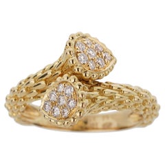 Boucheron Serpent Boheme Toi et Moi Anello in oro giallo 18k con diamante Sz 7