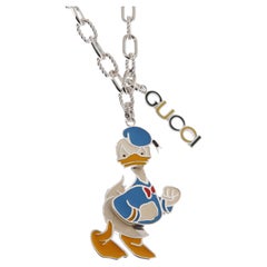 Gucci x Disney Donald Duck Sterling Silver Pendant Necklace