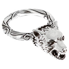 Gucci Anger Forest Wolf Sterling Silver Ring Size 6