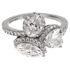Graff Multi-Shape Diamond Platinum Cocktail Ring Sz 6