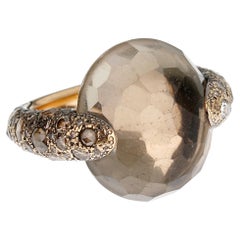 Pomellato Tango Smoky Quartz 18k Rose Gold Diamond Cocktail Ring Sz 8