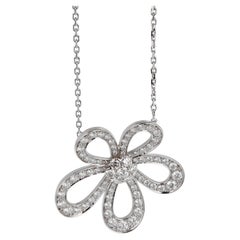 Van Cleef & Arpels Flowerlace Diamond Pendant Necklace in 18k White Gold