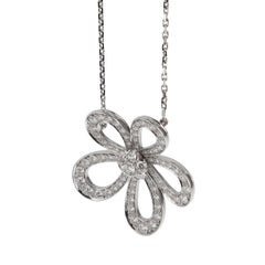 Van Cleef & Arpels Flowerlace Diamond Pendant Necklace in 18k White Gold