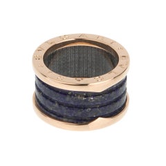 Bvlgari B.zero1, bague à 4 anneaux, or rose 18 carats, lapis-lazuli