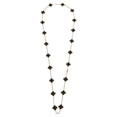 Van Cleef Arpels Vintage Alhambra 20-Motif Onyx 18k Gold Necklace