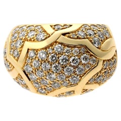 Chanel Camelia Flower Diamond 18k Yellow Gold Bombe Cocktail Ring