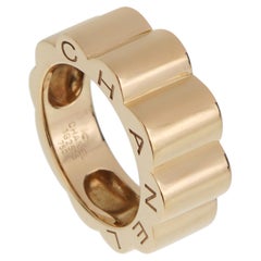 Chanel Profil de Camelia Large 18K Yellow Gold Ring Sz 7 1/4