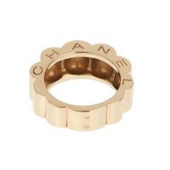Chanel Profil de Camelia Large 18K Yellow Gold Ring Sz 7 1/4