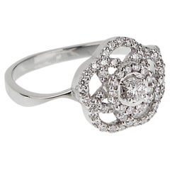 Chanel Fil de Camelia Diamond Ring 18K White Gold Sz 5