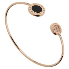Bracciale aperto Bvlgari Bvlgari in oro rosa 18 carati con onice e diamanti