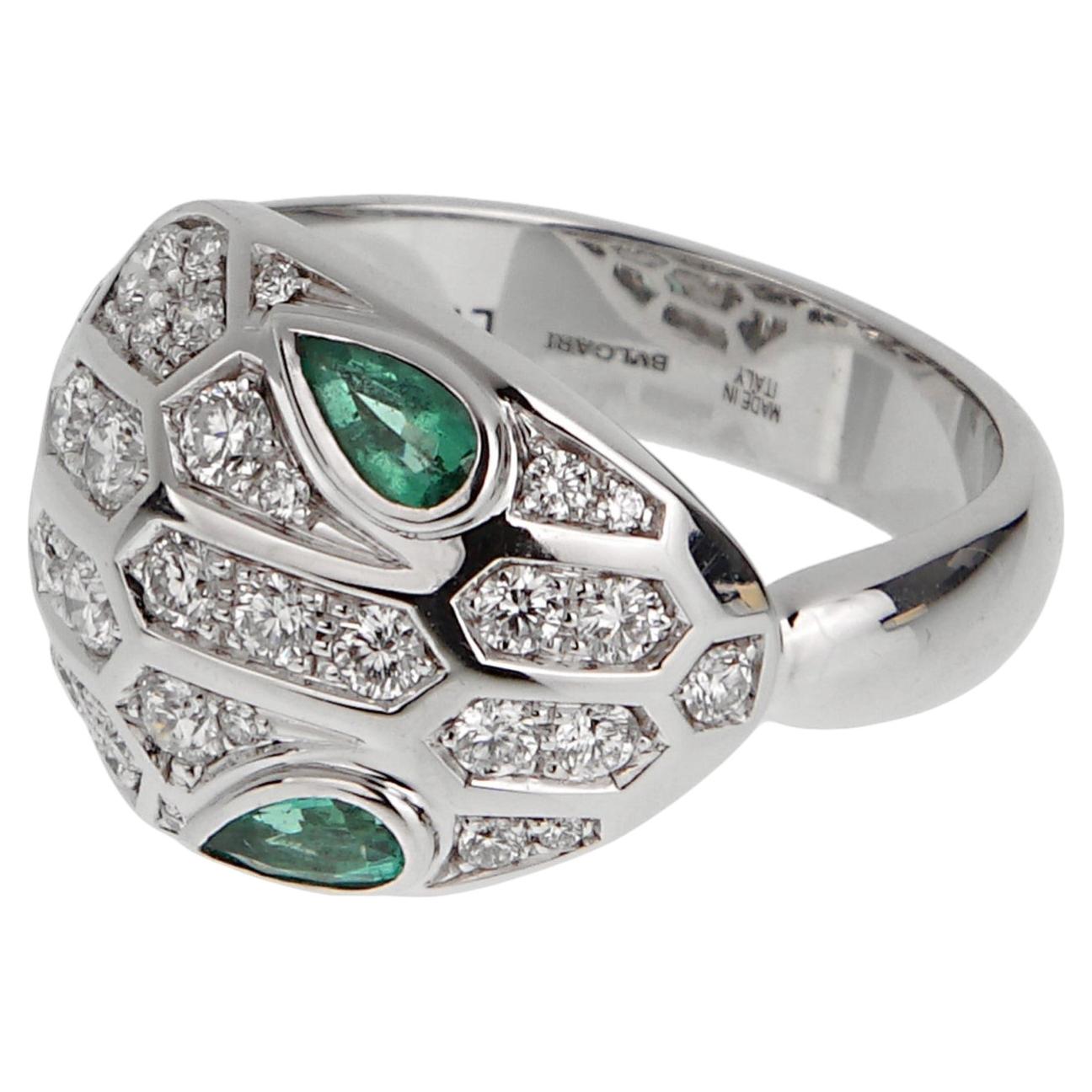 Bvlgari 18K Rose Gold Malachite Diamond Serpenti Ring, Size 8 For Sale ...
