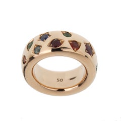Anello Pomellato Iconica Medium con pietre preziose colorate in oro rosa 18k