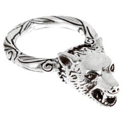 Gucci Anger Forest Wolf Sterling Silver Ring Size 8 1/2