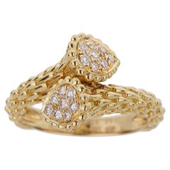 Boucheron Serpent Boheme Toi et Moi Diamond 18k Yellow Gold Ring Sz 7