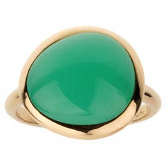 Fred of Paris Chrysoprase Cabochon 18k Gold Cocktail Ring Size 6