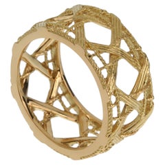 Dior My Dior Yellow Gold Woven 18k Band Cocktail Ring Sz 6