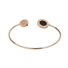 Bvlgari Bvlgari 18k Rose Gold Onyx Diamond Open Bangle