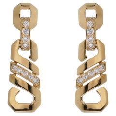 Cartier Fox Trot Diamond Drop Earrings — 18k Yellow Gold, 1980s Vintage