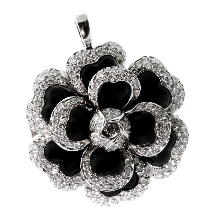 Chanel Camellia Diamond Platinum Brooch / Necklace