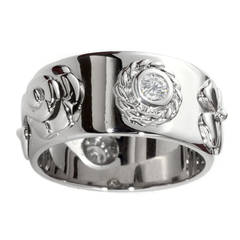 Chanel Camellia Diamond Gold Band Ring