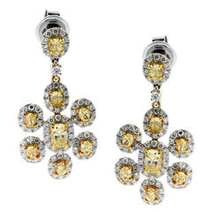 Magnificent Canary Diamond Gold Earrings