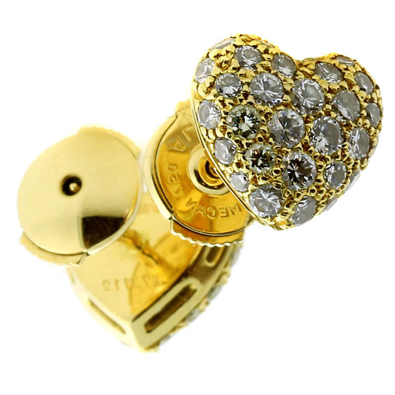 Cartier Pave Diamond Gold Puffed Heart Earrings At 1stdibs Cartier Pave Diamond Gold Puffed Heart Earrings For