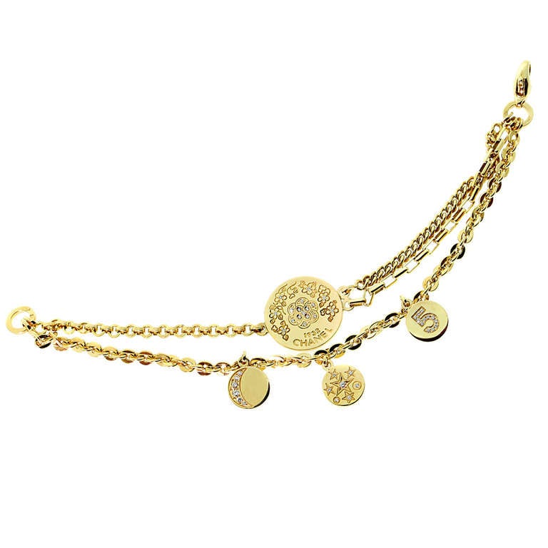 Chanel Whimsical Diamond Yellow Gold Charm Bracelet at 1stDibs