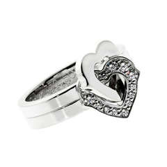 Cartier Double Heart Diamond Gold Ring 7