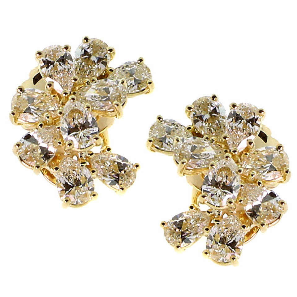 Cartier Pear Diamond Gold Earrings