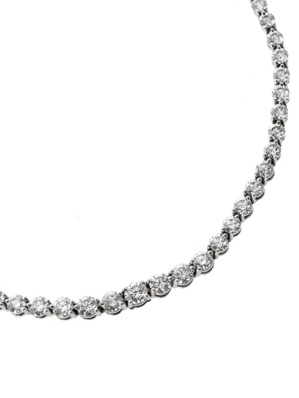 A positively marvelous Diamond & Platinum Necklace from Tiffany & Co.! Boasting a titanic 10 carats (approximately) of VS1 Round Brilliant Cut Diamonds running the full length of the sleek Platinum Necklace, this is a spectacular piece which