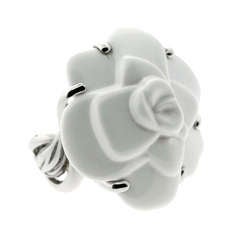 Chanel Camellia White Agate Ring in White Gold