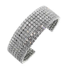 36 Carats of Diamonds White Gold Cuff Bangle Bracelet