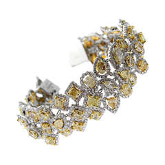 34 Carats of  Fancy Intense Yellow Diamonds White Gold Bracelet