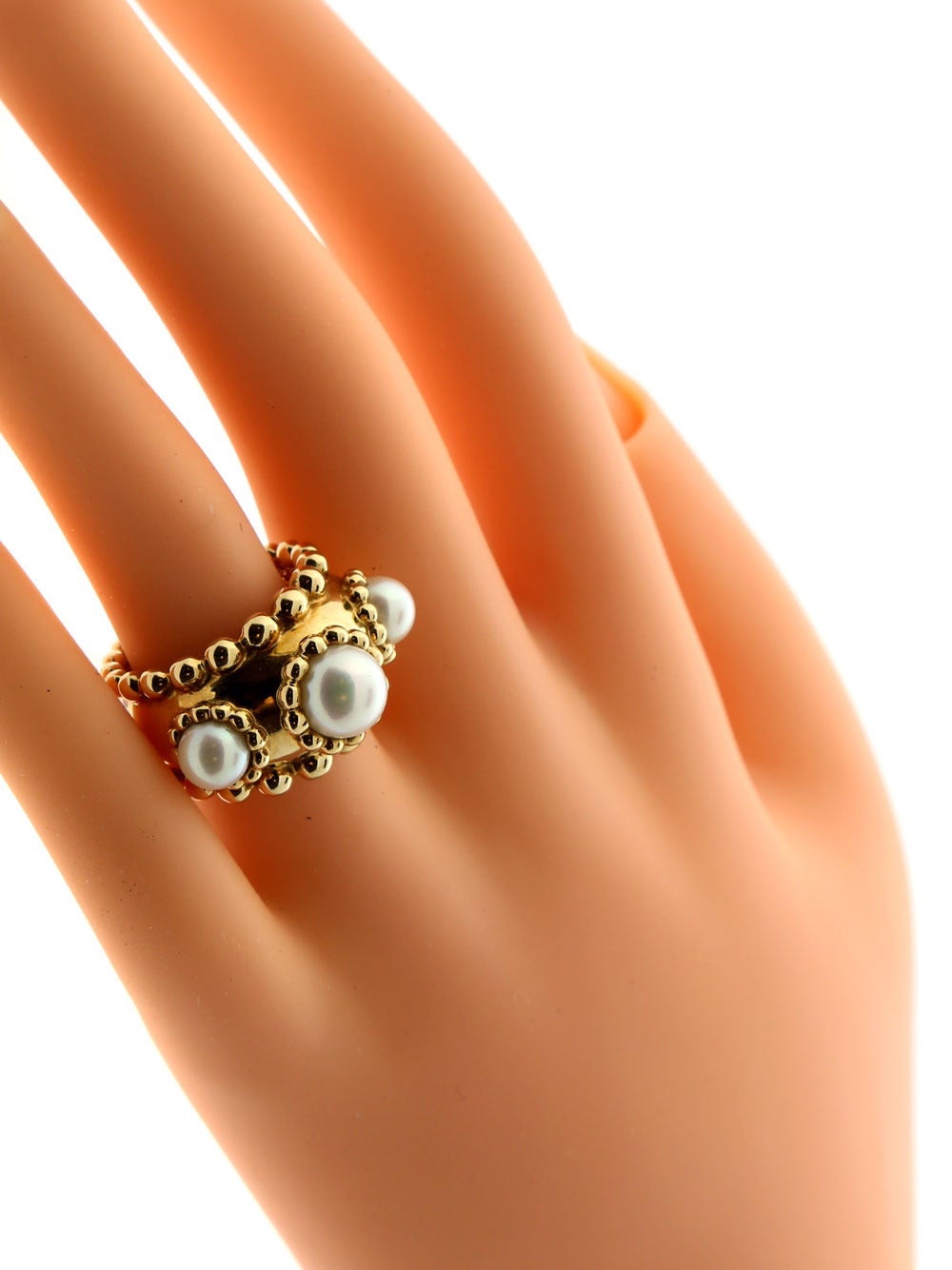 Chanel Pearl Gold Dome Ring In Excellent Condition In Feasterville, PA