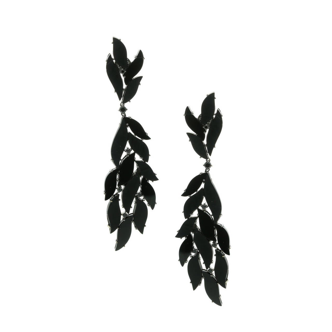 Etername for Opulent Jewelers  Black Spinel Onyx Gold Dangle Earrings