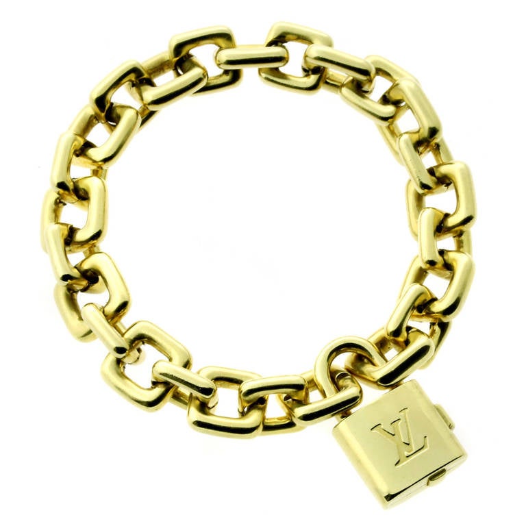 Louis Vuitton Massive Padlock Charm Bracelet in Yellow Gold