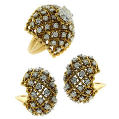 1960s Van Cleef & Arpels Diamond Earrings and Ring Set