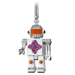 Louis Vuitton Space Man Sapphire Diamond Gold Charm Pendant