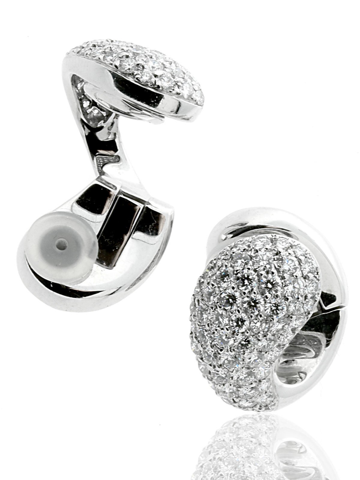 Magnificent Cartier Pave Diamond Earrings in White Gold