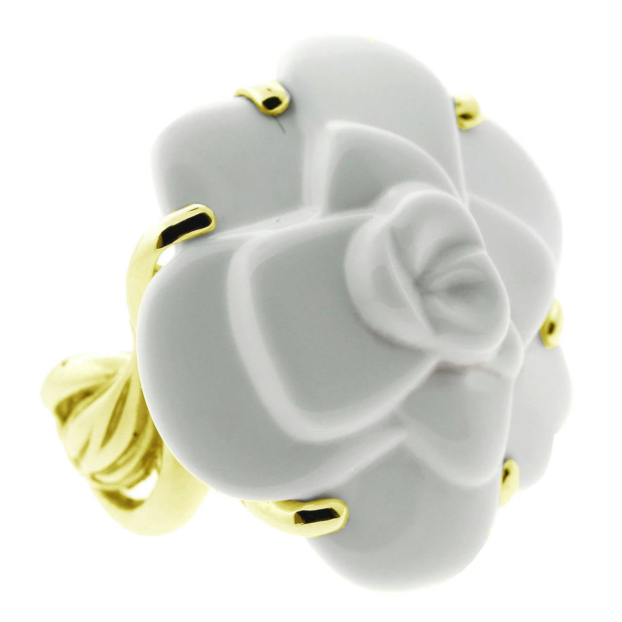Chanel Camellia Agate Gold Ring